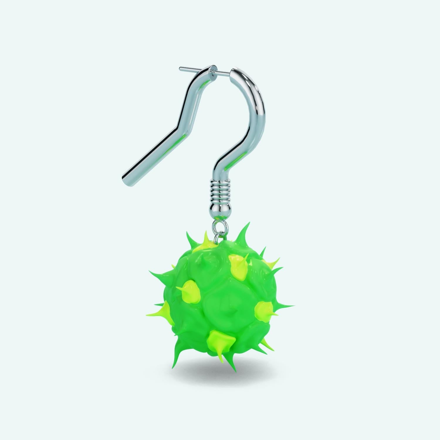 Oversized Spike Ball Earring - Lemon-Lime